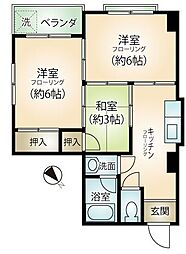 (株)キャピタル美代元 3DKの間取図画像