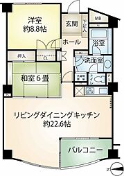 パーク・セレノ真鶴アスール 6階2LDKの間取り