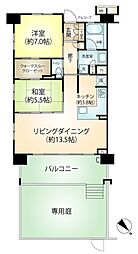 レーベンリゾシアヴェスティブルー 2LDKの間取り