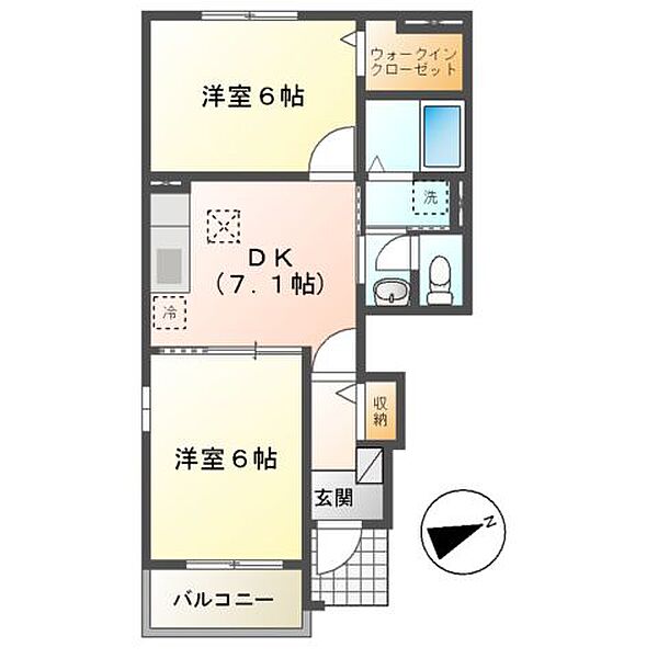 ノイフリーデＢ ｜兵庫県姫路市広畑区蒲田２丁目(賃貸アパート2DK・1階・44.75㎡)の写真 その2