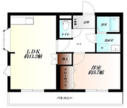 メゾンソレイユ 1LDKの間取図画像