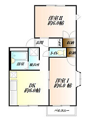 ヴィラエバグリーンＡ 1階2DKの間取り