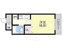 フロントパディブリックス 3階1Kの間取り