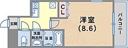神戸山手アパートメント 3階1Kの間取り