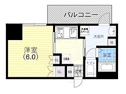 神戸元町Noah 5階1Kの間取り