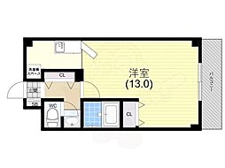 モンサンルージュ 3階1Kの間取り