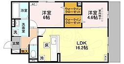 ヴェルデ天城 1階2LDKの間取り