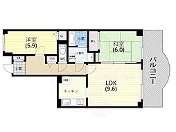 デメテル高取台 2LDKの間取図画像