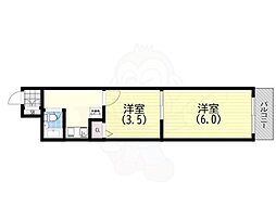 ライオンズマンション新神戸 2Kの間取図画像