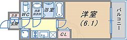 プレサンスKOBEアモーレ 1Kの間取図画像