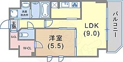 S・RESIDENCE神戸磯上通 1LDKの間取図画像