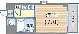 ハーバーヒル大倉山 1Kの間取図画像