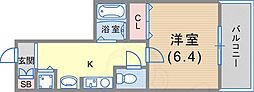 ロイヤルヒル神戸三ノ宮Part2 1Kの間取図画像