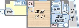 宝マンション 1Kの間取図画像
