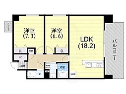 オルト神戸 2LDKの間取図画像