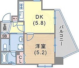 ワコーレハーバーシティ元町 1DKの間取図画像