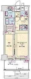 プレサンス神戸セレスティア 1LDKの間取図画像