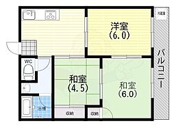 上祇園ハイツ 3DKの間取図画像