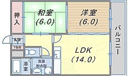 ベルコート御蔵 2LDKの間取図画像