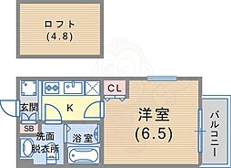 エステムコート神戸・県庁前4グランディオ 1Kの間取図画像