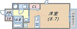 プレサンス三宮花時計前 1Kの間取図画像