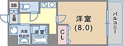 クレアドル須磨 1Kの間取図画像