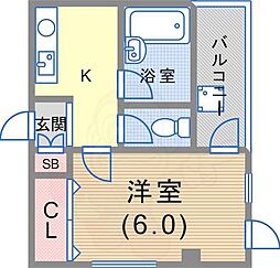 あけぼのコート 1Kの間取図画像