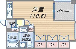リーガル神戸中山手通り ワンルームの間取図画像