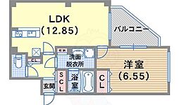 ランド・アート神戸 1LDKの間取図画像