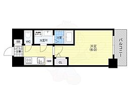 エスリード神戸大倉山ヒルズ 1Kの間取図画像