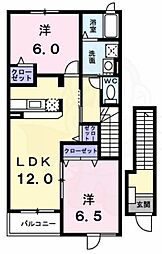 ラッフィナート・カーサ参番館 2LDKの間取図画像