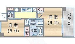エステムプラザ神戸西Vミラージュ 1SKの間取図画像