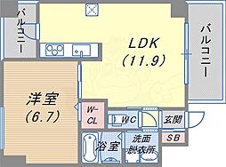 シー・クリサンス神戸 1LDKの間取図画像