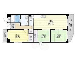 コンセール中道 3LDKの間取図画像