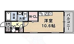サムティ三宮レガニールワンルーム棟 ワンルームの間取図画像