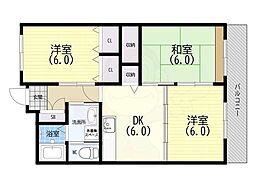 リバーヒルズ 3DKの間取図画像