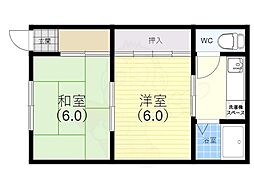 板宿ハイツ 2階2Kの間取り