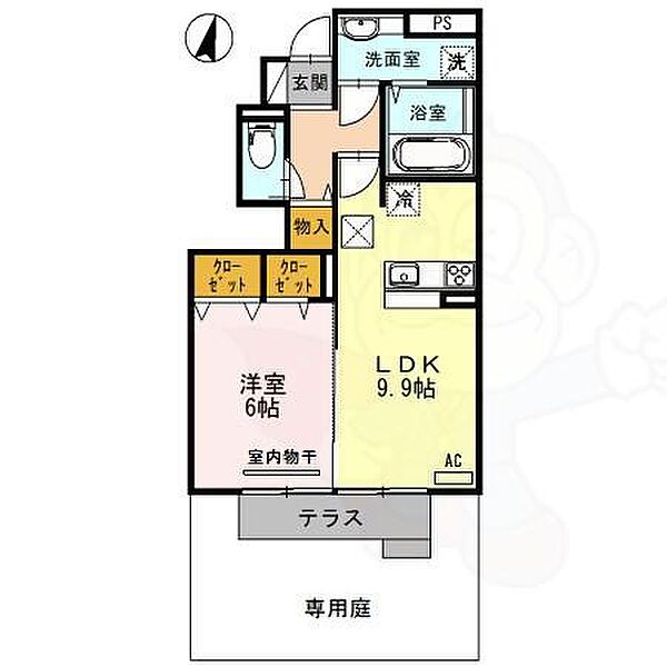 シャルムコート ｜兵庫県神戸市北区山田町下谷上字皆森(賃貸アパート1LDK・1階・43.01㎡)の写真 その2