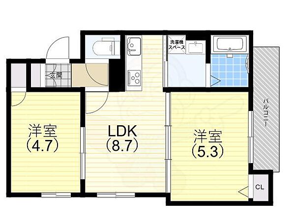 ヤーナパレスノース 303｜兵庫県神戸市長田区東尻池町２丁目(賃貸アパート2LDK・3階・42.00㎡)の写真 その2