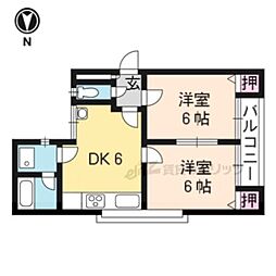 パルティールステージ・I 3階2DKの間取り