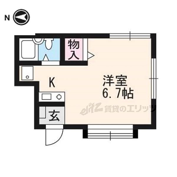 スズランハイツ 102｜京都府京都市左京区下鴨東高木町(賃貸アパート1R・1階・17.50㎡)の写真 その2