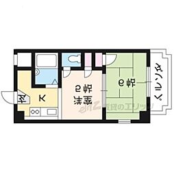 カサミエーヌ紫野 2Kの間取図画像