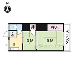 三洋ハイツ 2階2Kの間取り