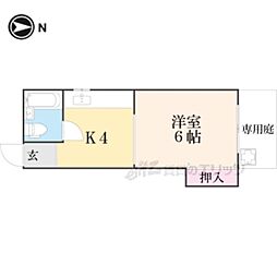 カマラードふじ 1階1Kの間取り