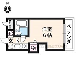 京阪本線 出町柳駅 バス7分 銀閣寺道下車 徒歩3分の賃貸マンション 3階ワンルームの間取り