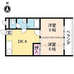 マイシティー北山 2LDKの間取図画像