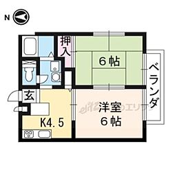 ウエスト岩倉 2階2DKの間取り