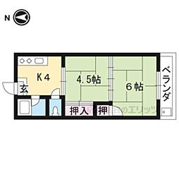 松扇荘II 2階2Kの間取り