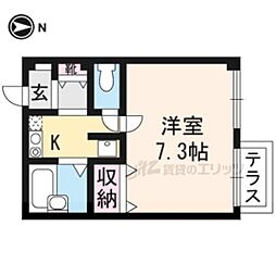 京阪本線 出町柳駅 バス7分 一本松下車 徒歩3分の賃貸アパート 1階1Kの間取り