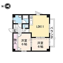 スクエアコート 3階2LDKの間取り